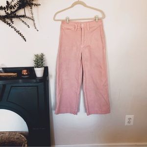 Madewell cropped wide leg night waisted pink jeans